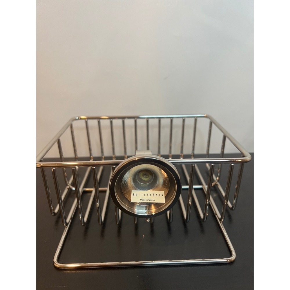 Pottery Barn Mercer Shower Caddy Polished Nickel Wall Mount Wire Basket 9" - Picture 3 of 10